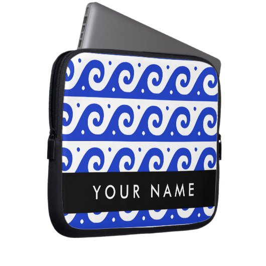 Griechischer Masander-Schlüssel, Wave Key, Blau, I Laptopschutzhülle (Vorne Rechts)