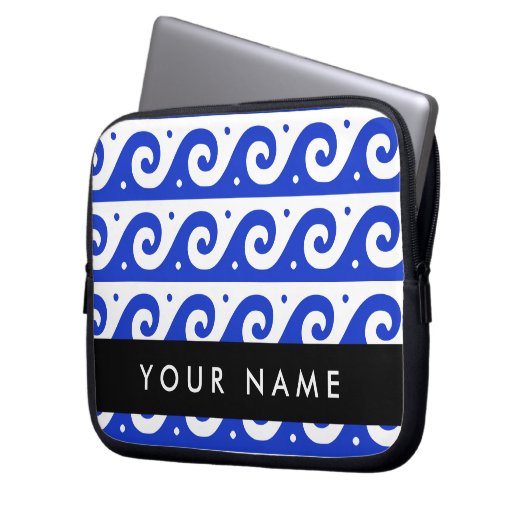 Griechischer Masander-Schlüssel, Wave Key, Blau, I Laptopschutzhülle (Vorderseite Links)