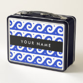 Griechischer Masander-Schlüssel, Wave Key, Blau, I Metall Brotdose (Rückseite)