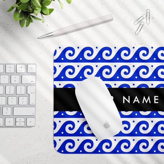 Griechischer Masander-Schlüssel, Wave Key, Blau, I Mousepad