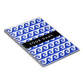 Griechischer Masander-Schlüssel, Wave Key, Blau, I Notizblock (Rechte Seite)