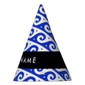 Griechischer Masander-Schlüssel, Wave Key, Blau, I Partyhütchen (Rechts)