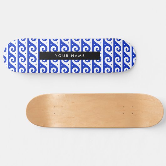 Griechischer Masander-Schlüssel, Wave Key, Blau, I Skateboard (Horizontal)