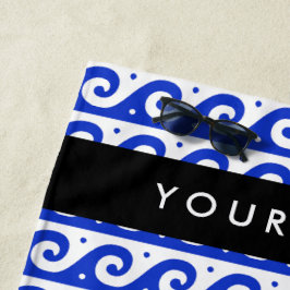 Griechischer Masander-Schlüssel, Wave Key, Blau, I Strandtuch