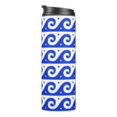 Griechischer Masander-Schlüssel, Wave Key, Blau, I Thermosbecher (Nach rechts gedreht)