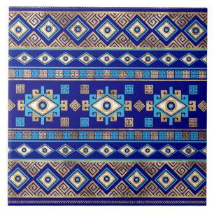 Griechischer Maserschlüssel und das böse Auge Fliese