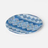 Griechischer Meander - Griechischer Blaustein und  Pappteller (Schrägansicht)