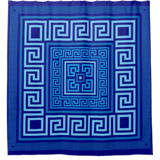 Griechischer Meander - griechischer Schlüssel - Bl Duschvorhang (Vorderseite)