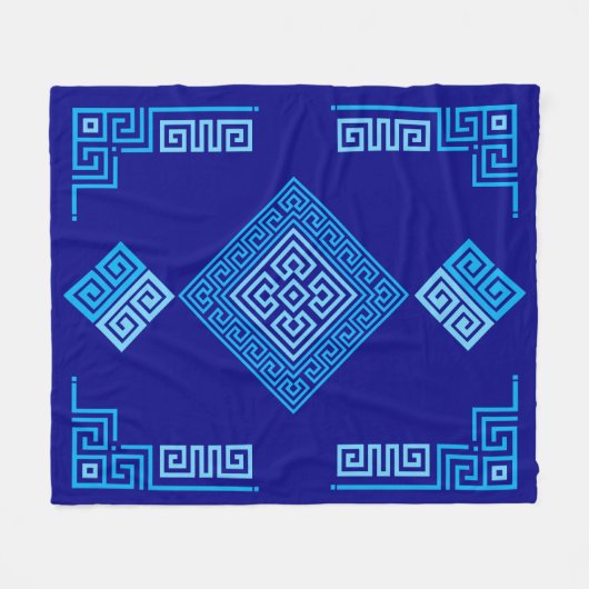 Griechischer Meander - griechischer Schlüssel - Bl Fleecedecke (Vorderseite (Horizontal))