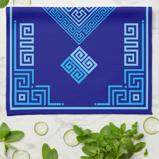 Griechischer Meander - griechischer Schlüssel - Bl Geschirrtuch (Gefaltet)