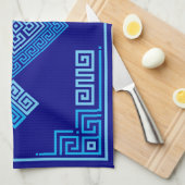 Griechischer Meander - griechischer Schlüssel - Bl Geschirrtuch (Viertel Falte)