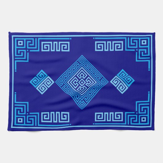 Griechischer Meander - griechischer Schlüssel - Bl Geschirrtuch (Horizontal)