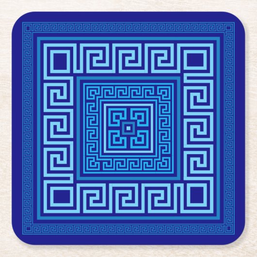 Griechischer Meander - griechischer Schlüssel - Bl Rechteckiger Pappuntersetzer (Vorderseite)