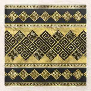 Griechischer Meander - griechischer Schlüsselschw Glasuntersetzer