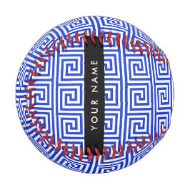 Griechischer Meander Key Blue, Ihr Name, personali Baseball