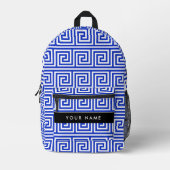 Griechischer Meander Key Blue, Ihr Name, personali Bedruckter Rucksack (Vorderseite)