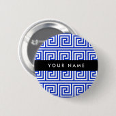 Griechischer Meander Key Blue, Ihr Name, personali Button (Vorne & Hinten)
