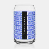 Griechischer Meander Key Blue, Ihr Name, personali Dosenglas (Vorderseite)