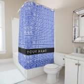 Griechischer Meander Key Blue, Ihr Name, personali Duschvorhang (Beispiel)