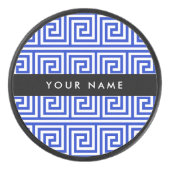 Griechischer Meander Key Blue, Ihr Name, personali Eishockey Puck (Vorderseite)