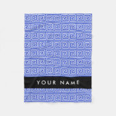 Griechischer Meander Key Blue, Ihr Name, personali Fleecedecke (Vorderseite)
