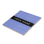 Griechischer Meander Key Blue, Ihr Name, personali Fliese (Seite)