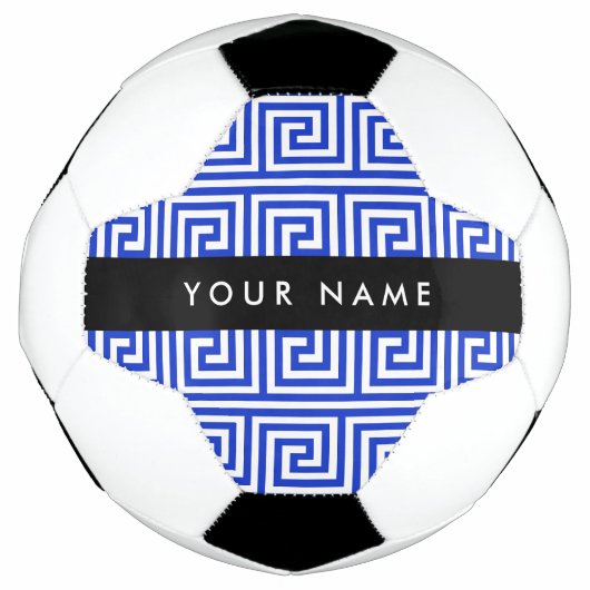 Griechischer Meander Key Blue, Ihr Name, personali Fußball (Vorderseite)