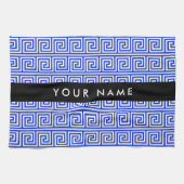 Griechischer Meander Key Blue, Ihr Name, personali Geschirrtuch (Horizontal)