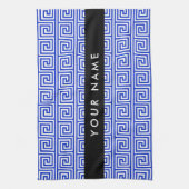 Griechischer Meander Key Blue, Ihr Name, personali Geschirrtuch (Vertikal)