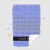 Griechischer Meander Key Blue, Ihr Name, personali Golfhandtuch (Insitu)