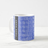 Griechischer Meander Key Blue, Ihr Name, personali Kaffeetasse (Vorderseite Links)