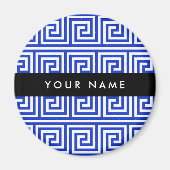 Griechischer Meander Key Blue, Ihr Name, personali Magnet (Vorne)