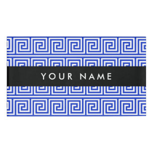 Griechischer Meander Key Blue, Ihr Name, personali Namenschild