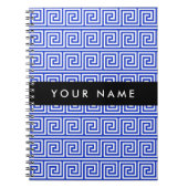Griechischer Meander Key Blue, Ihr Name, personali Notizblock (Vorderseite)