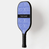 Griechischer Meander Key Blue, Ihr Name, personali Pickleball Schläger (Links)