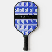 Griechischer Meander Key Blue, Ihr Name, personali Pickleball Schläger (Rückseite)
