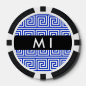 Griechischer Meander Key Blue, Ihr Name, personali Pokerchips (Vorderseite)