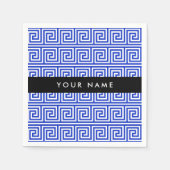 Griechischer Meander Key Blue, Ihr Name, personali Serviette (Vorderseite)
