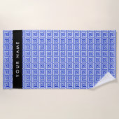 Griechischer Meander Key Blue, Ihr Name, personali Strandtuch (Vorderseite)