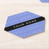 Griechischer Meander Key Blue, Ihr Name, personali Untersetzer (angewinkelt)