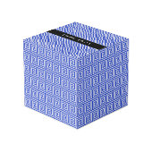 Griechischer Meander Key Blue, Ihr Name, personali Würfel (Rückseite Schrägansicht)