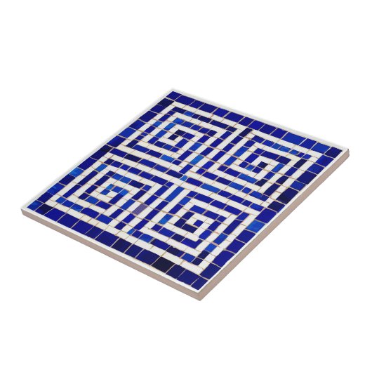 Griechischer Meander Key Broken Mosaic Tile Fliese (Seite)