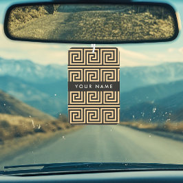 Griechischer Meander Key Brown, Ihr Name, personal Autolufterfrischer