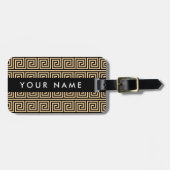 Griechischer Meander Key Brown, Ihr Name, personal Gepäckanhänger (Vorderseite horizontal)