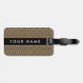 Griechischer Meander Key Brown, Ihr Name, personal Gepäckanhänger (Rückseite horizontal)