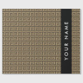 Griechischer Meander Key Brown, Ihr Name, personal Geschenkpapier (Flach)