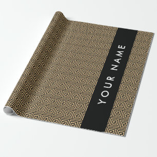 Griechischer Meander Key Brown, Ihr Name, personal Geschenkpapier