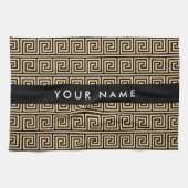 Griechischer Meander Key Brown, Ihr Name, personal Geschirrtuch (Horizontal)
