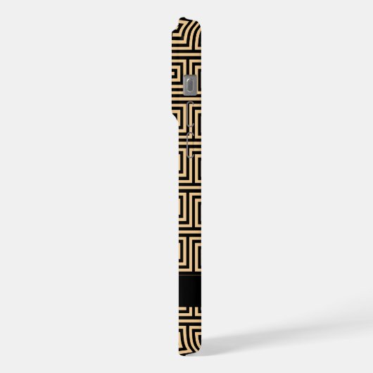 Griechischer Meander Key Brown, Ihr Name, personal iPhone Hülle (Linke Seite)