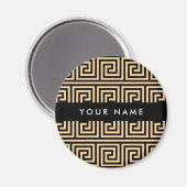 Griechischer Meander Key Brown, Ihr Name, personal Magnet (Vorderseite/Rückseite)